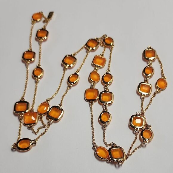 Kate Spade Gold Tone and Orange Necklace 44" Lengrh - Picture 1 of 4